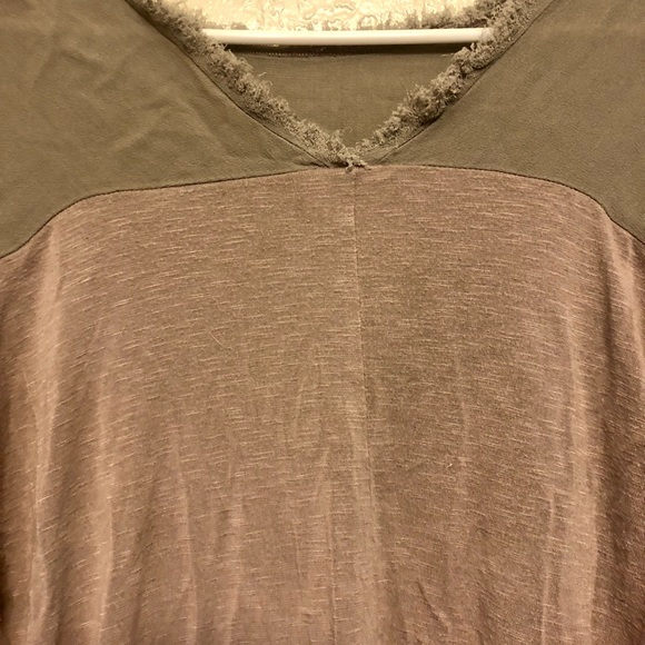 Taupe Dolan three quarter sleeve blouse with sheer top - Picture 5 of 6